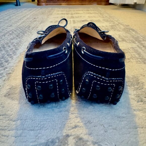 Tod's Gommino Deep Midnight Navy Blue Suede Driving Shoes Loafers - Picture 7 of 11